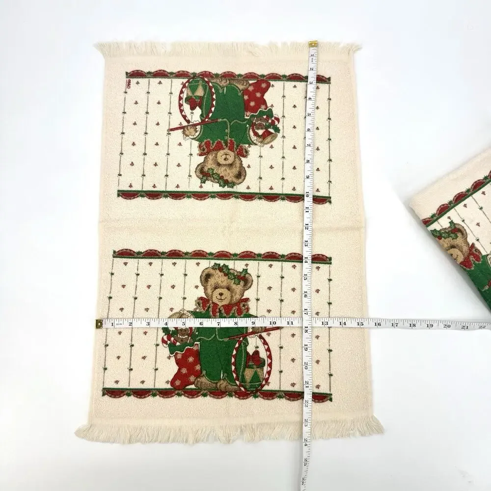 Set of Two Cannon 90s Bears In Toyland Fringed Christmas Hand Towels 24